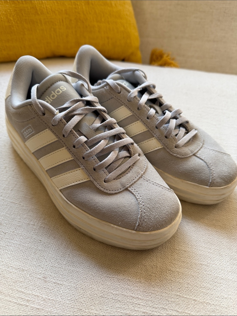 adidas Suede Low-Top Sneakers in Light Dusty Blue and White